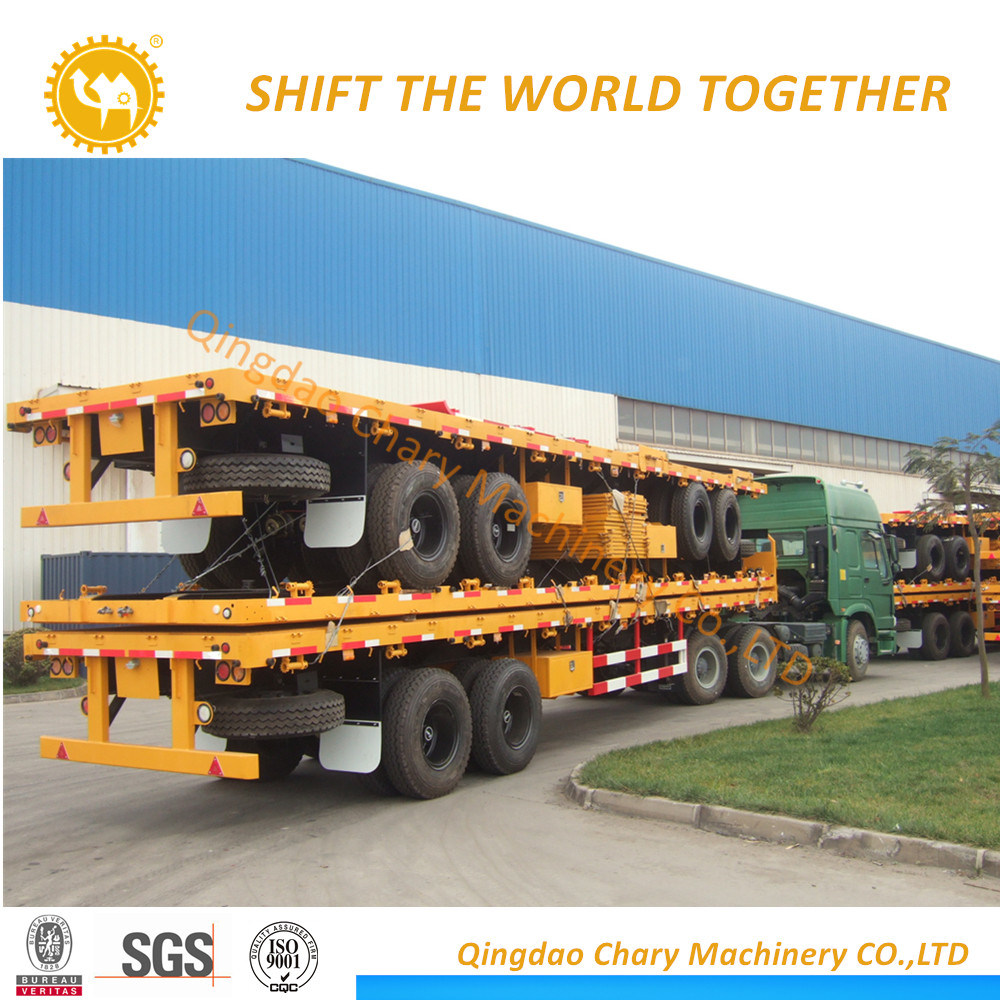 China 2 Axles Container 50 Tons Flatbed Semi-Trailer