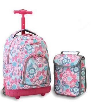 Trolley School Bags for Girls Students Laptop with Large Capacity