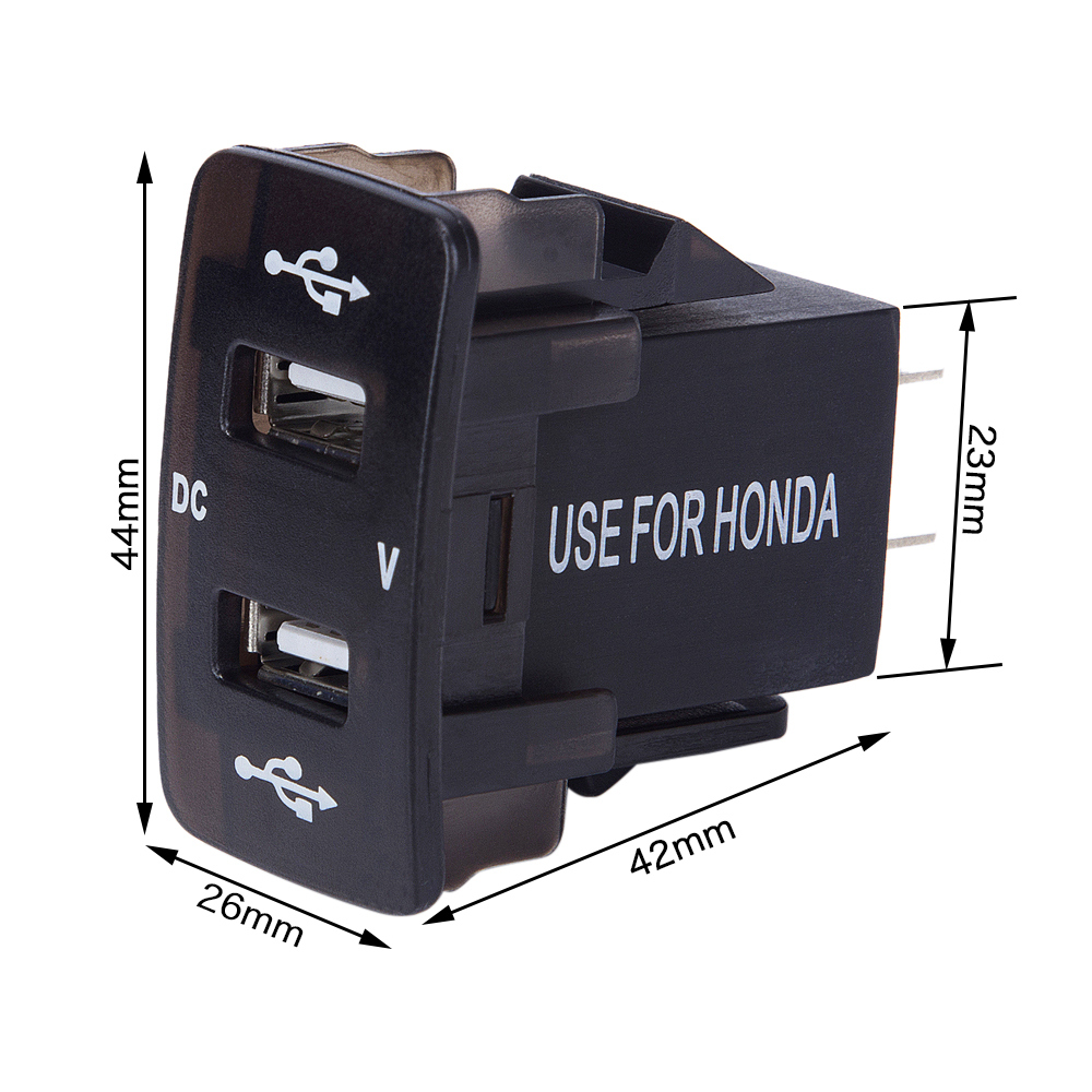 DC 12-24V Dual USB Port Car Charger Cigarette Lighter Socket Power Adapter with LED Digital Voltmeter Meter Monitor for Honda