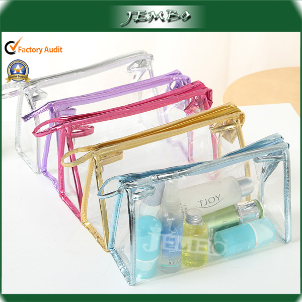 Cheap Transparent PVC Leather Zipper Hand Cosmetic Bag