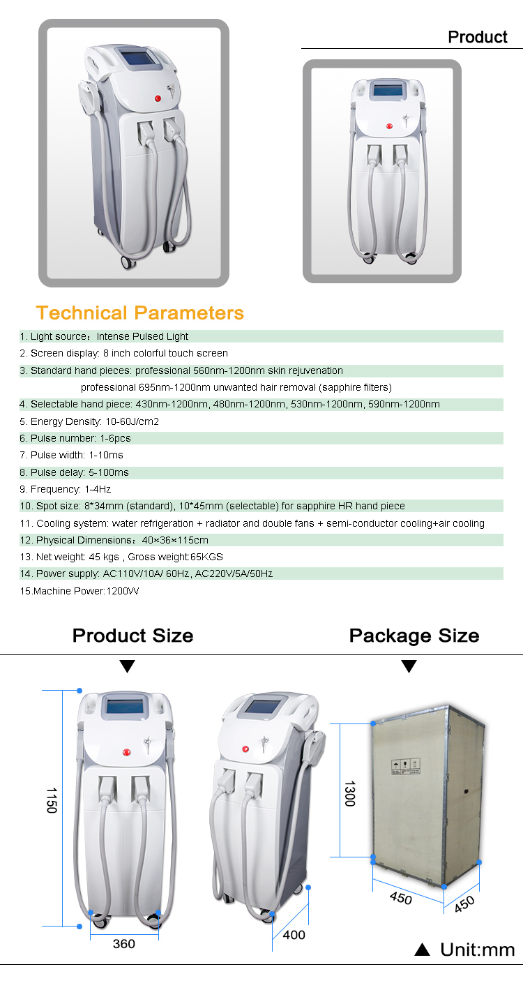 E-Light IPL RF Skin Rejuvenation for Hair Removal Machine