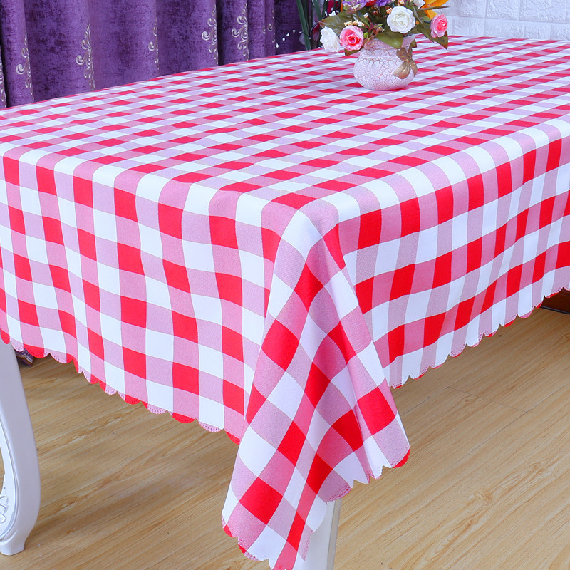 Polyester White Red Scotland Grid Table Cloth (DPF107100)