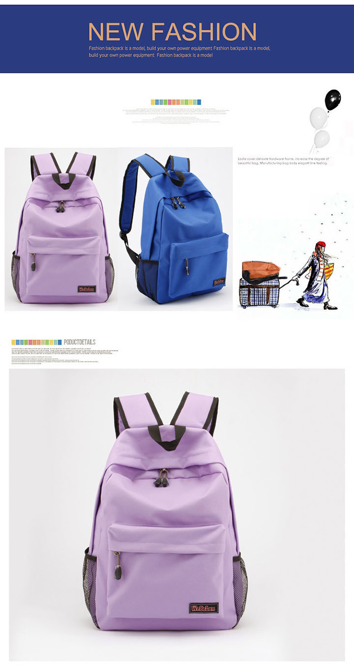 Pure Color High Quality Outdoor School Backpack Outdoor Hiking Backpack Ladies Fashion Bag