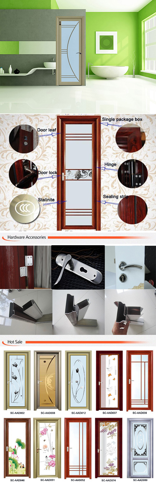 Beautiful Bathroom Door with Tempered Glass (SC-AAD049)