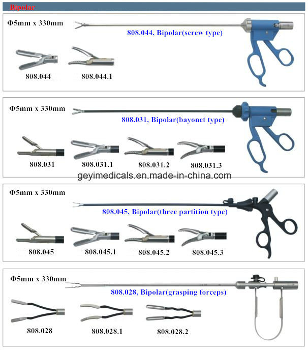 Factory Directly Laparoscopic Endoscope Insulated Curved Bipolar Forceps with Cable