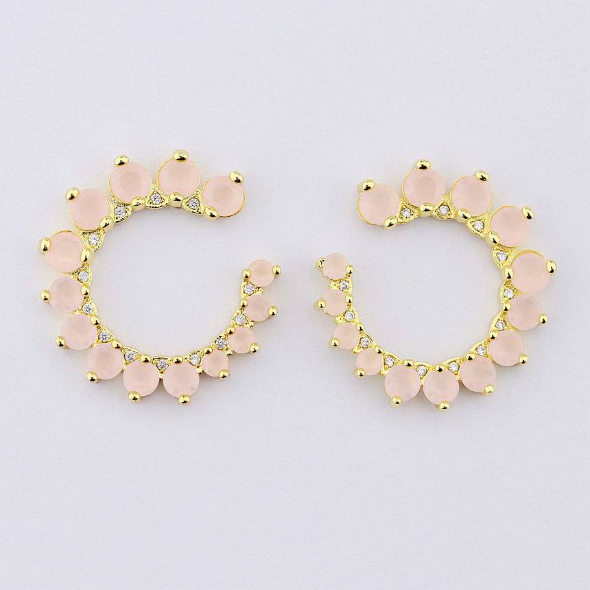 Letter C Shape Stud Earring with Micro Pave Setting