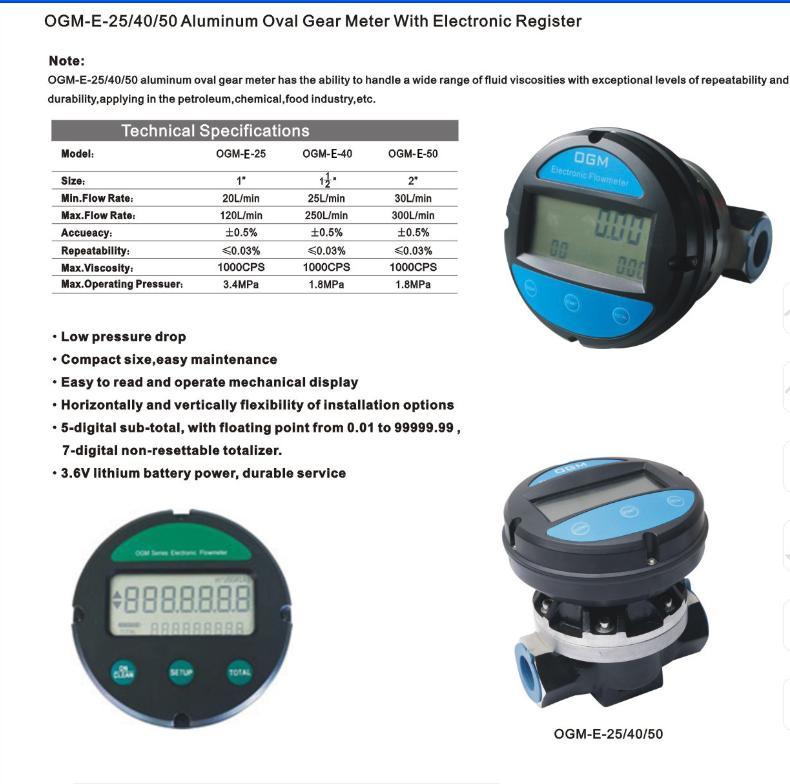 1.5 Inch Ogm Digital Flow Meter, Fuel Oil Electronic Flowmeter China Ogm-40e