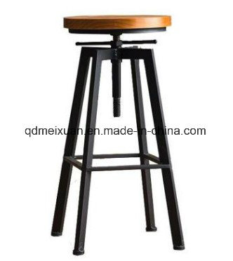American Restoring Ancient Ways, Wrought Iron Bar Tall Foot Chair Special Lifting Solid Wood Bar Chairs Adjustable Chair (M-X3219)