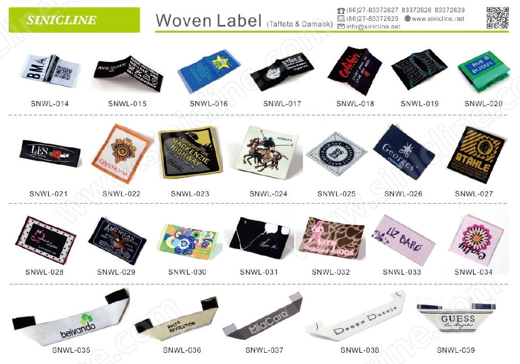 Sinicline Private Design Taffeta Clothing Woven Label China