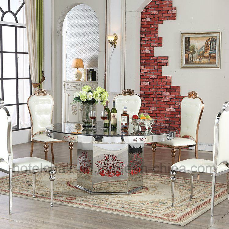 Promotion Steel Base Marble Top Round Dining Table