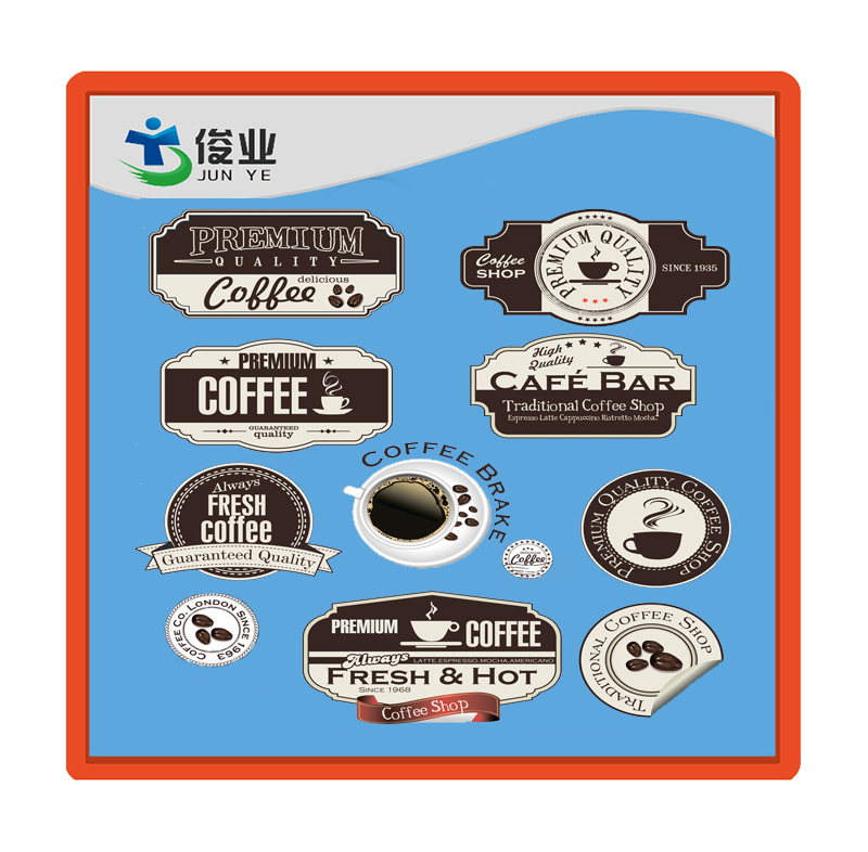 Coffee Shop Paper Adhesive Stickers with Irregular Shape