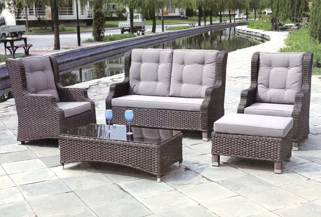 Outdoor PE Wicker Rattan Outdoor Furniture Garden Leisure Sofa and Table Set (TG-1509)