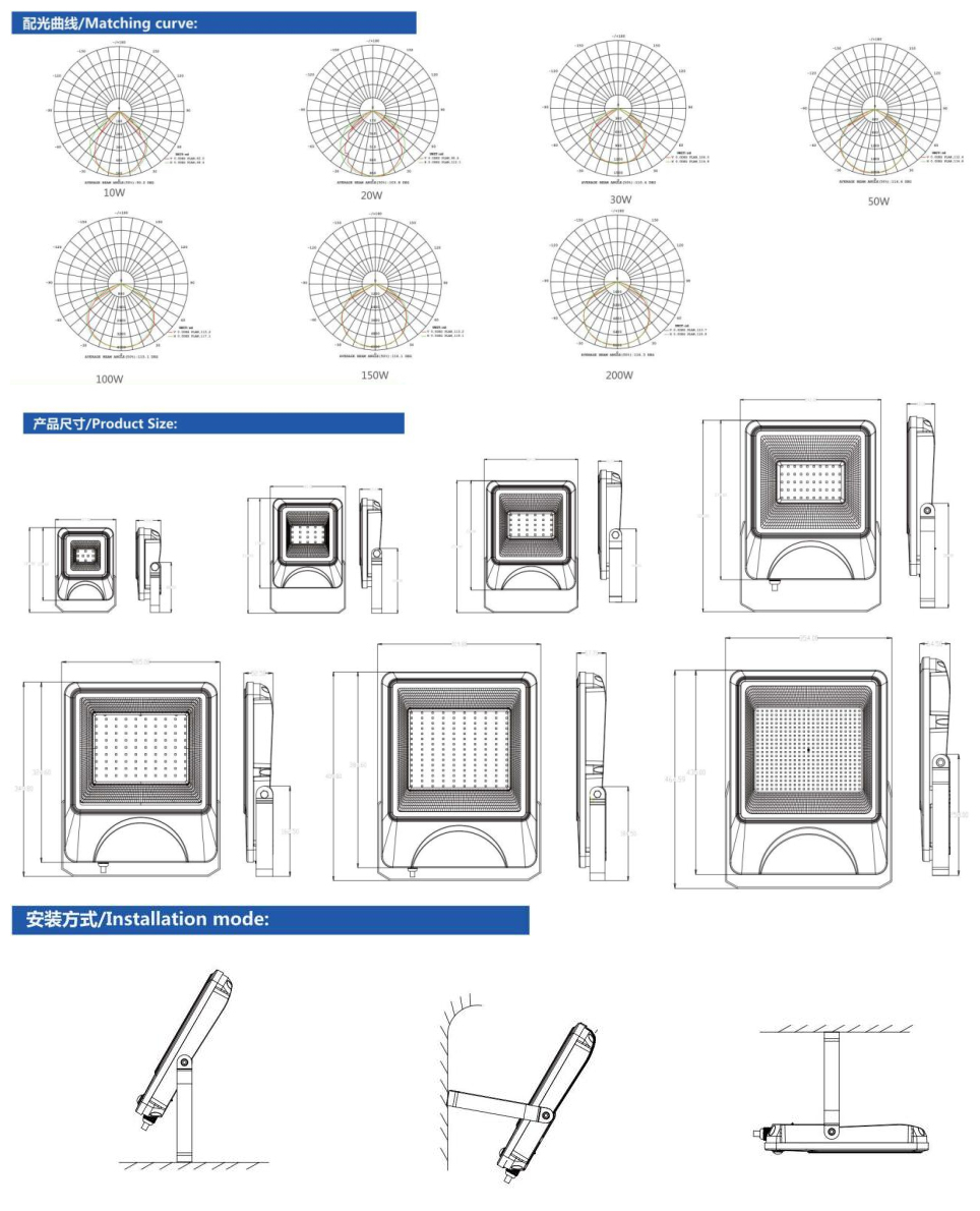 New SMD IP66 Outdoor Waterproof LED Floodlight 10W/20W/30W/50W/100W/150W/200W