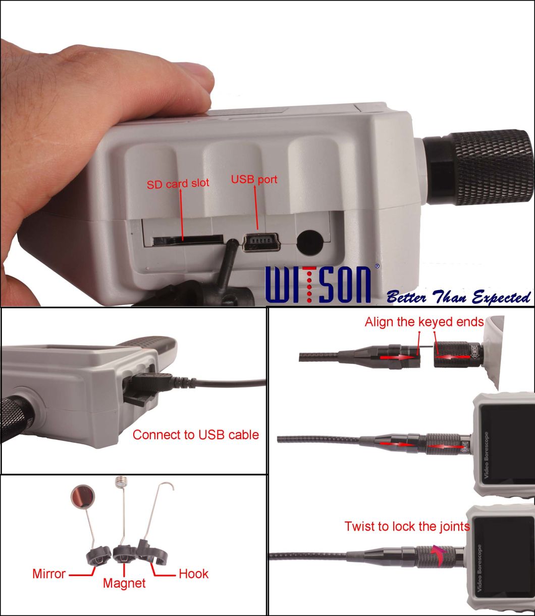 Witson HD Industrial Video Endoscope 2.7 Inch Monitor (W3-CMP2818DX)