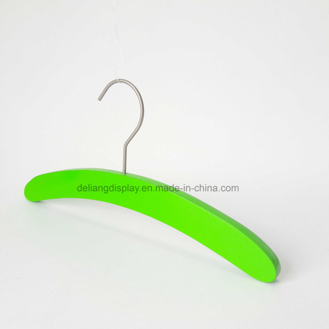 Green Color Children's Wooden Hangers with Pearl Nickle Round Hook