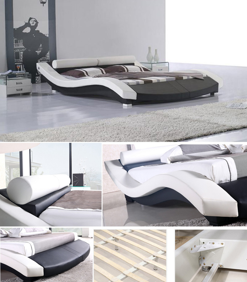 Double White Modern Leather Bed (HC302)