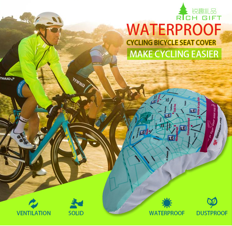 Wholesale Custom Personalized Promotional Waterproof Bicycle Seat Cover Bulk Gel Exercise Designer Advertising Dirt Plastic PVC Rain Cushion Bike Saddle Cover