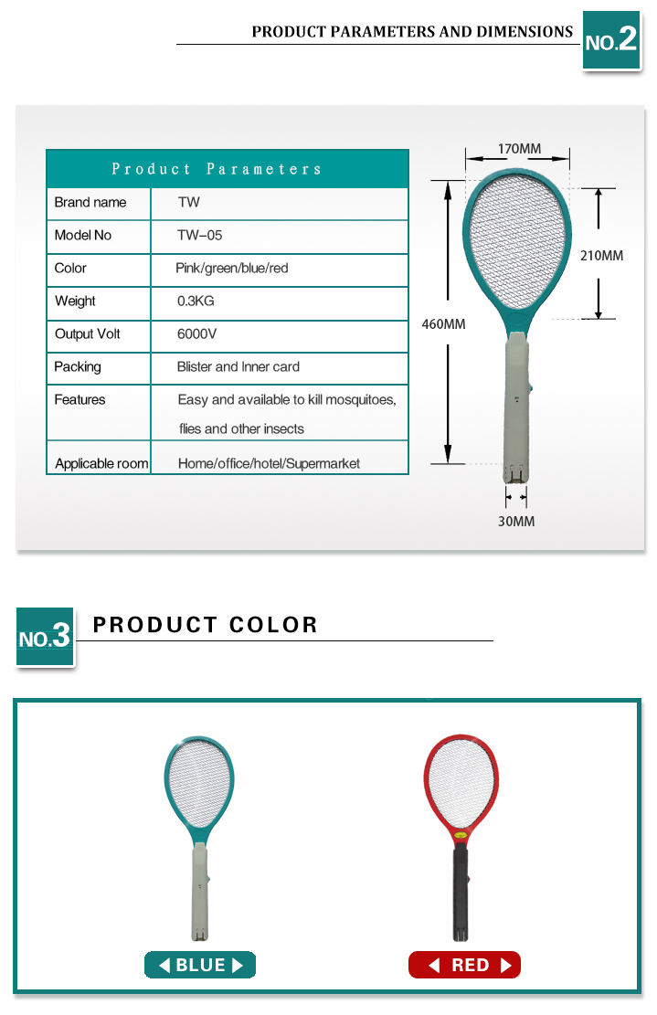 High Quality Rechargeable Electronic Mosquito Swatter(TW-05)