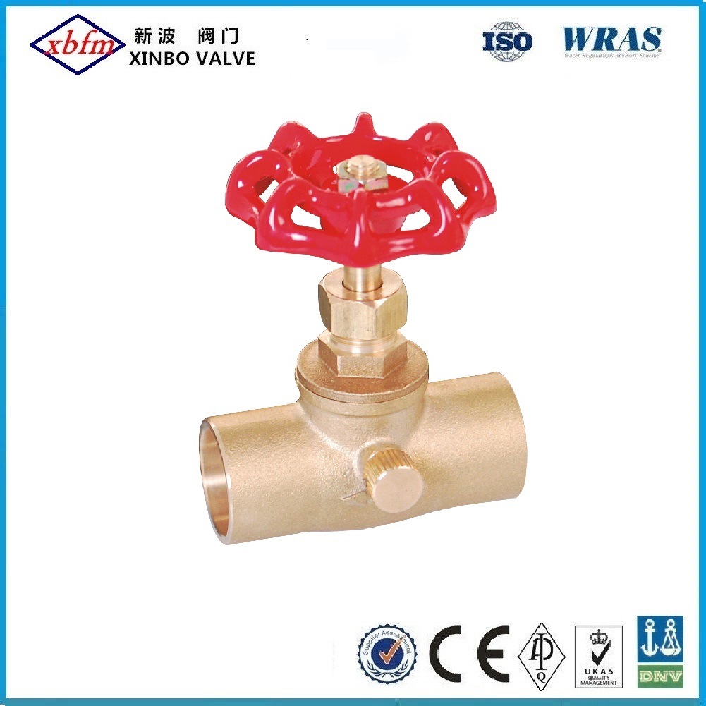 Brass Solder Stop Valve with Drain