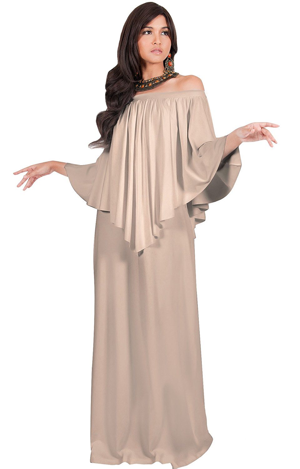 Popular Womens Long Strapless Shoulderless Flattering Cocktail Gown Maxi Dress