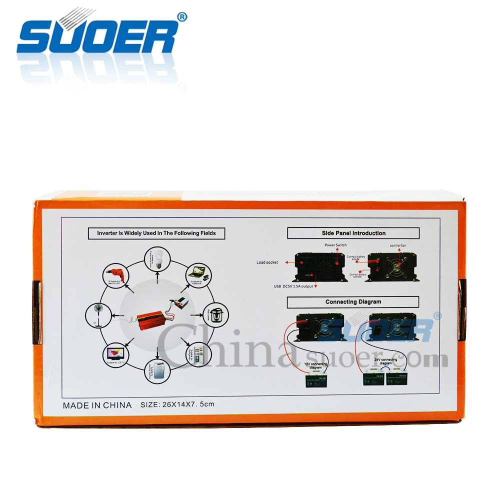 Suoer 12V 220V 1000W Pure Sine Wave Power Inverter with LCD Display (FPC-D1000A)