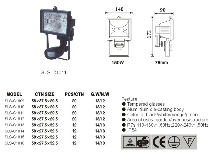 Factory Es20 Motion Sensor 6000K LED Lamp 10W Waterproof 110V LED Flood Light Fixture