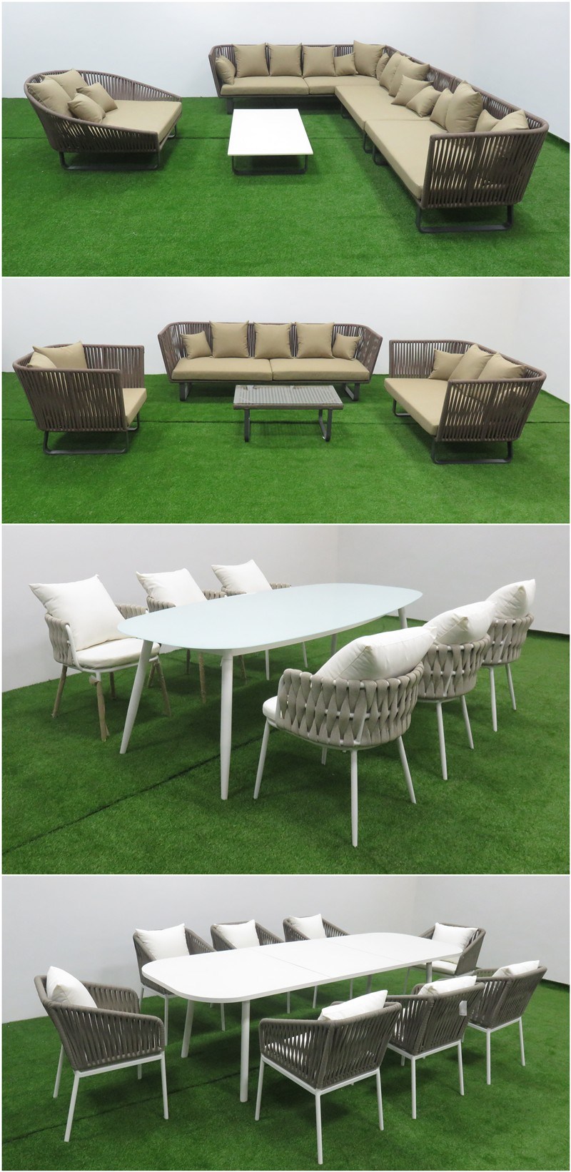 High Quality Outdoor Garden Furniture Polyester Rope Patio Sofa Set