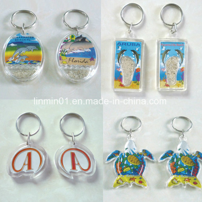 Customized Drip Shape Clear Plastic Key Chain for Promotion Gift