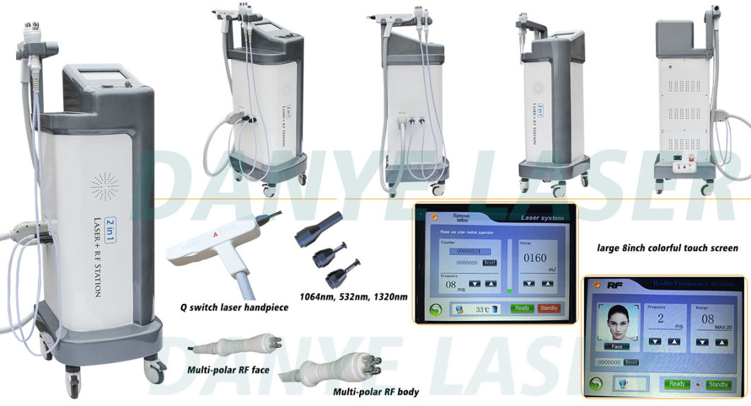 2 in 1 Face Lift RF Q Switch ND YAG Laser Tattoo Removal Machine