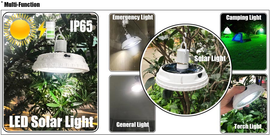 New Arrival 10W Dimmable UFO Solar Rechargeable LED Bulb Light for Camping