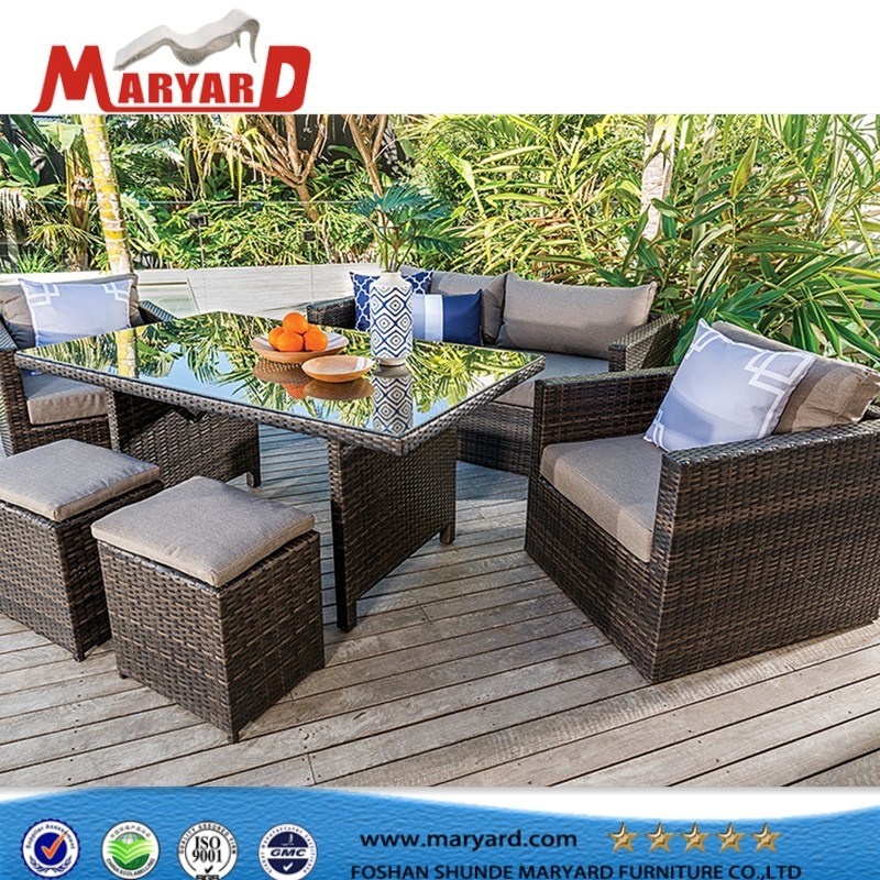 Wicker Rattan Sofa Bed Rattan Sofa Furniture with Ottoman