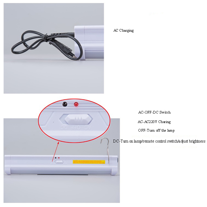 5W Remote Control Solar LED Rechargeable Tube Lamp Light Multifunctional Outdoor Portable Camping Solar Fluorescent Lamp