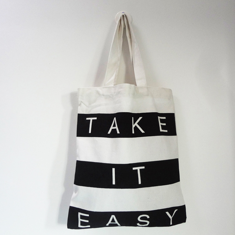 Fashion Leisure Black and White Beach Striped Canvas Bag