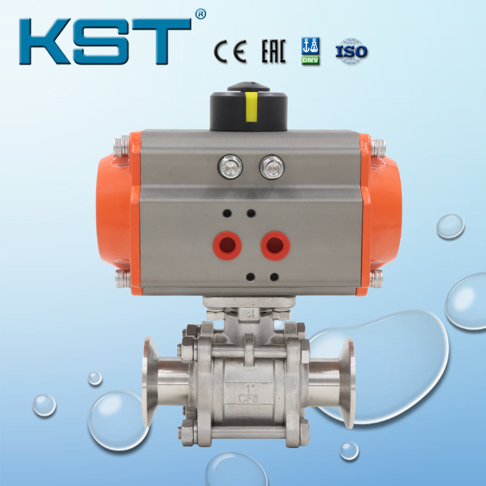 Stainless Steel 3PC Clamp Ball Valve with Pneumatic Actuator