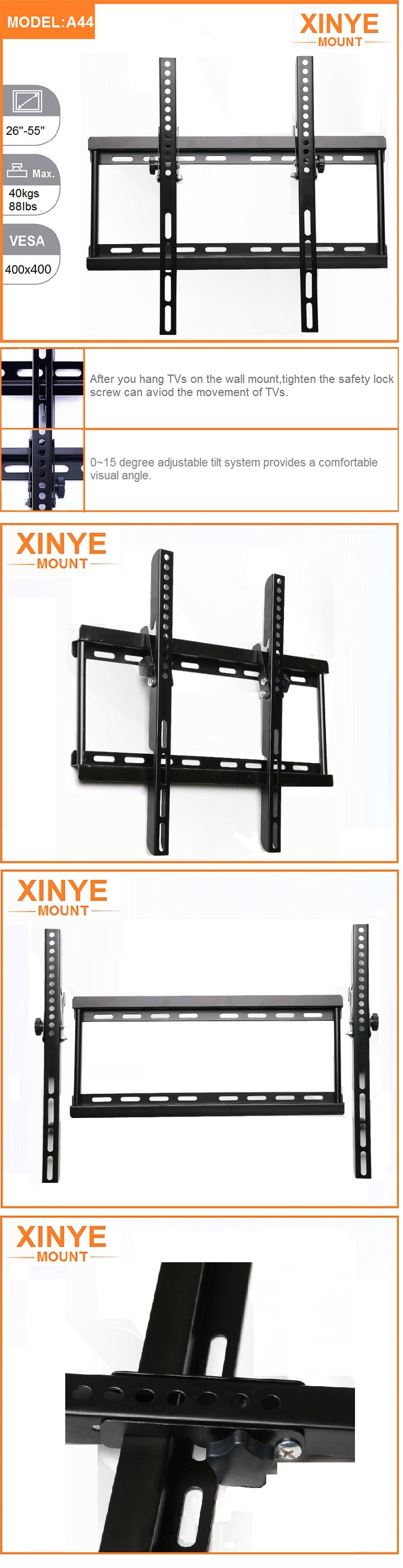 15 Degrees Tilting TV Mount Wall Bracket for 26