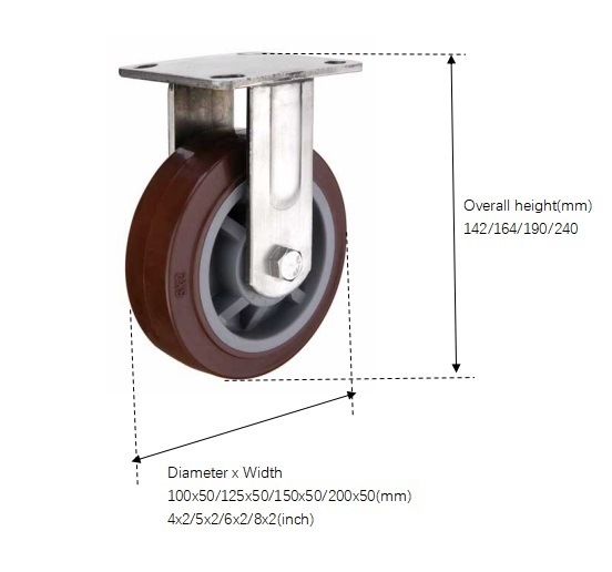 Fixed Stainless Steel Caster with PU Wheel Heavy Duty