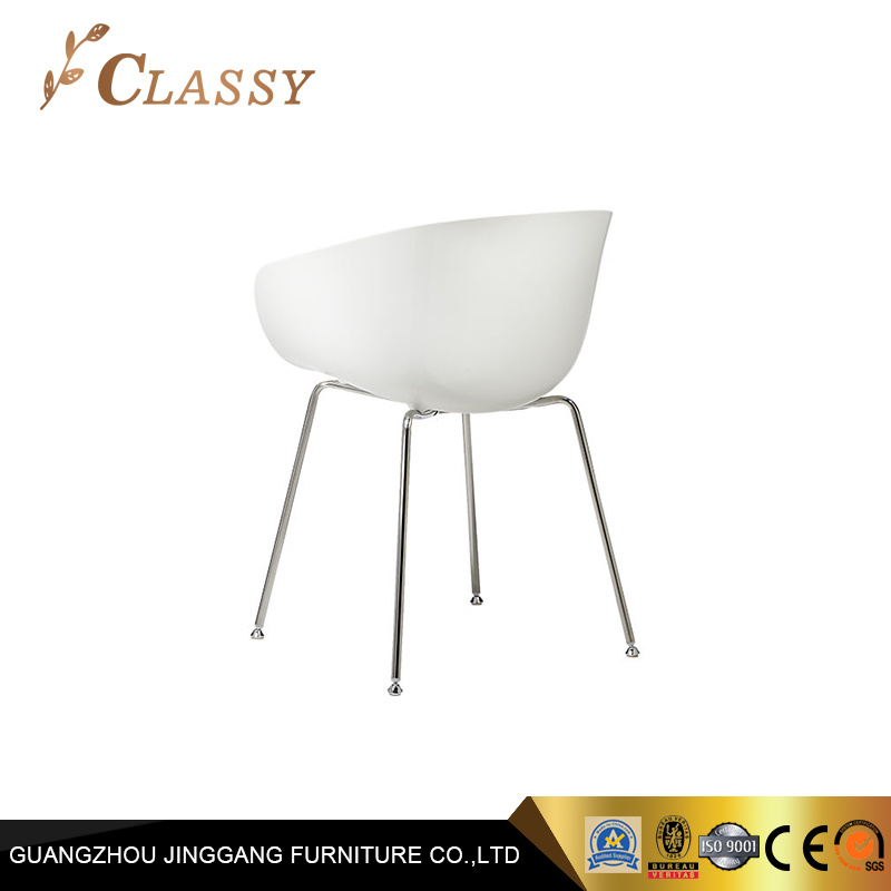 White Plastic Seat Steel Legs Wholesale Restaurant Dining Chair