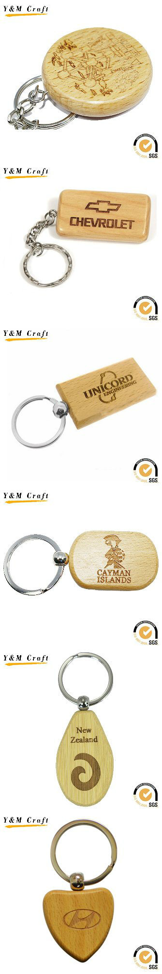 Wholesale High Quality Promotional Customize Printing Logo Blank Wood Keychain