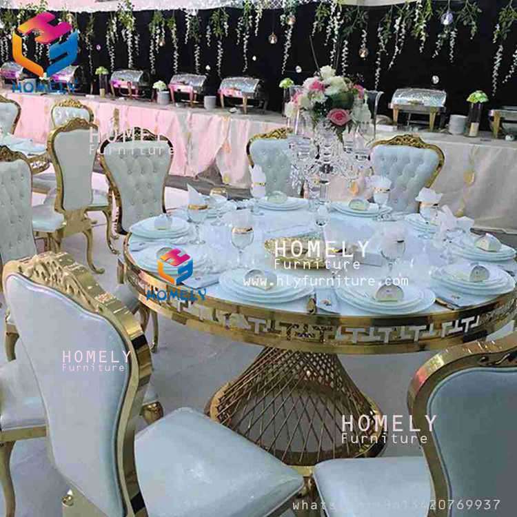 Homely Furniture Dining Table Set Gold Stainless Steel Table