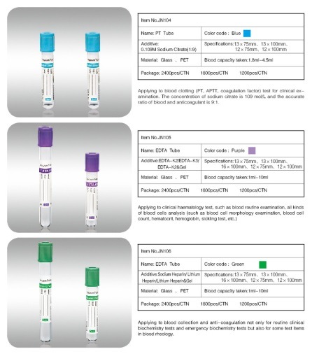 Glass Made Vacuum Blood Collection Tube for General Use