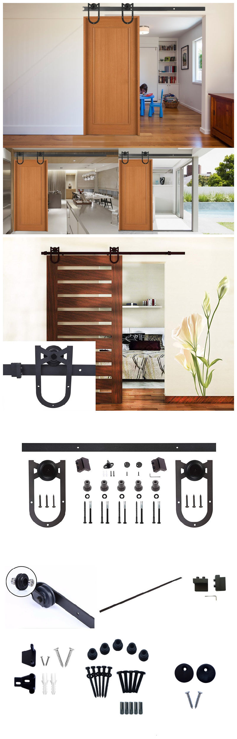 Horseshoe U-Shape Barn Door Hardware System