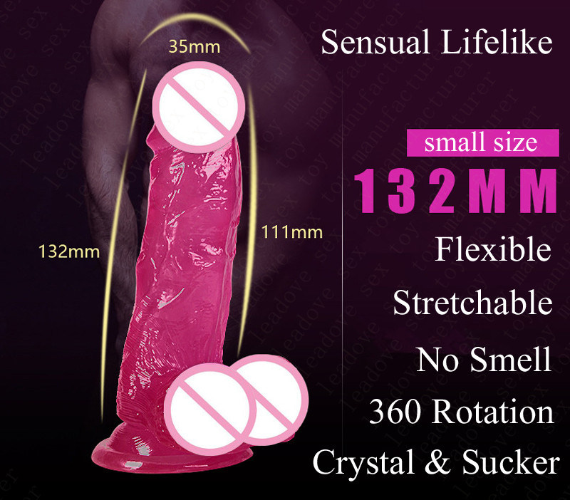 Crystal Dildo Dongs Flexible Penis with Textured Shaft Strong Suction Cup