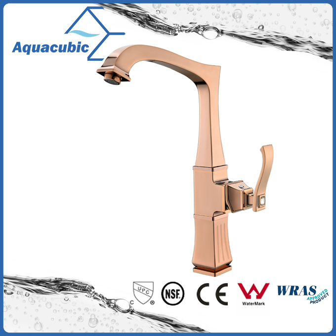 Modern Polished Rose Gold Kitchen Single Handle Faucet