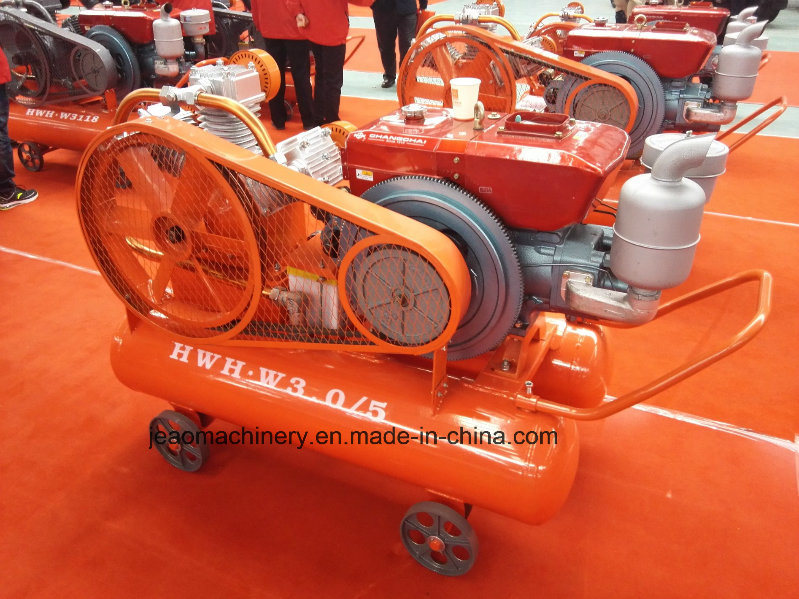 High Quality W3118 V-Belt & Clutch Portable Piston Diesel Air Compressor with DTH Drill Rig for Mining