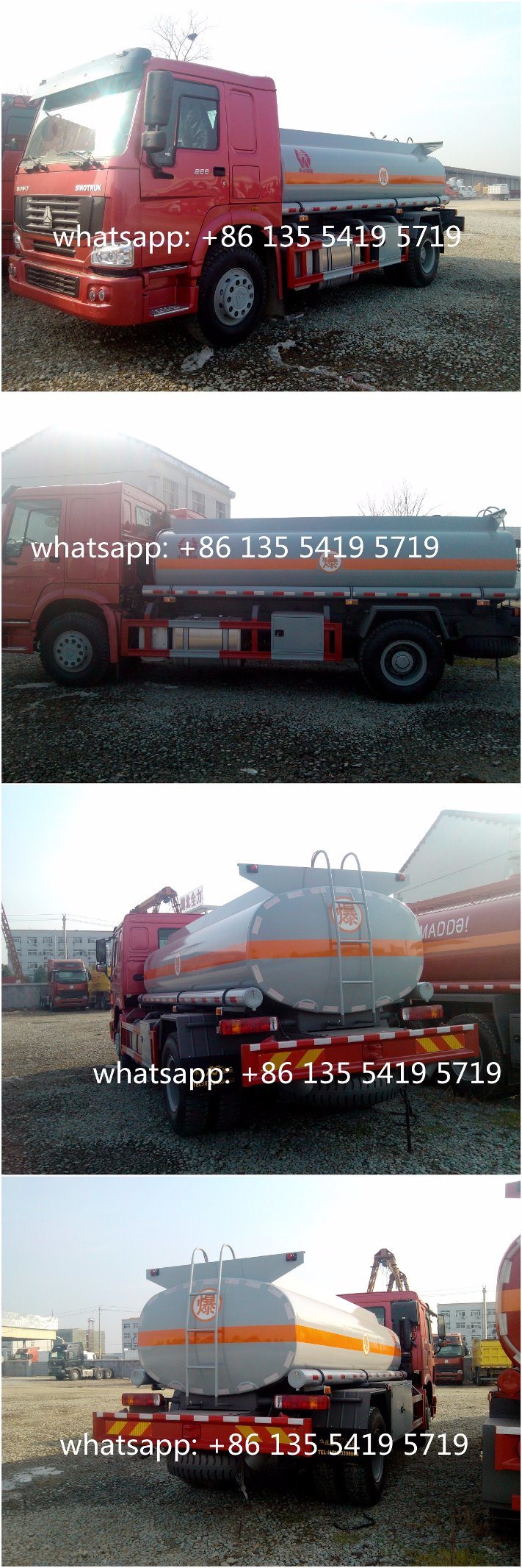 Heavy Duty Sinotruk HOWO 4X2 266HP 6 Wheeler 15000L Oil Tanker 15m3 Fuel Tank Truck