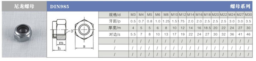 DIN982/GB889 Ss High Type Self-Locking Hexagon Nut