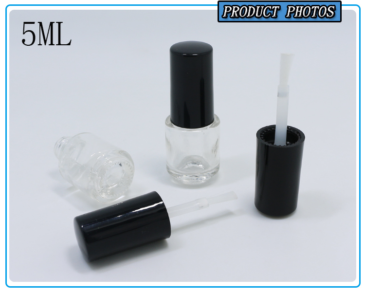 Mini Round 5ml Clear Glass Nail Polish Bottle with Brush