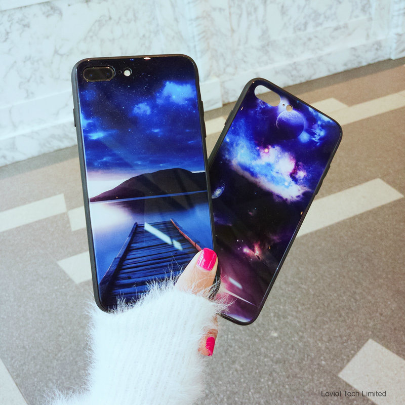 Customized Beauty Pattern Glass Cover Glass Phone Case for iPhone X