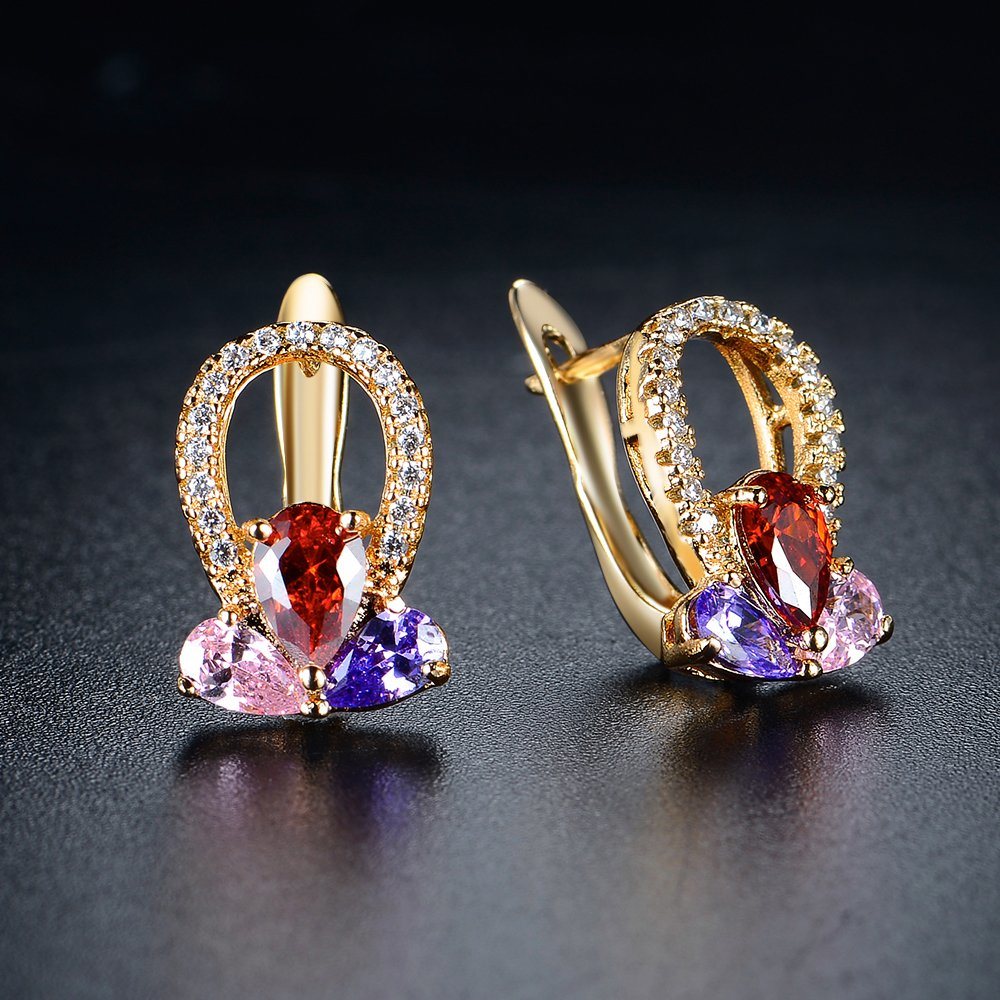 Newest Design Fashion Jewelry Gold Plated Copper Zircon Earrings