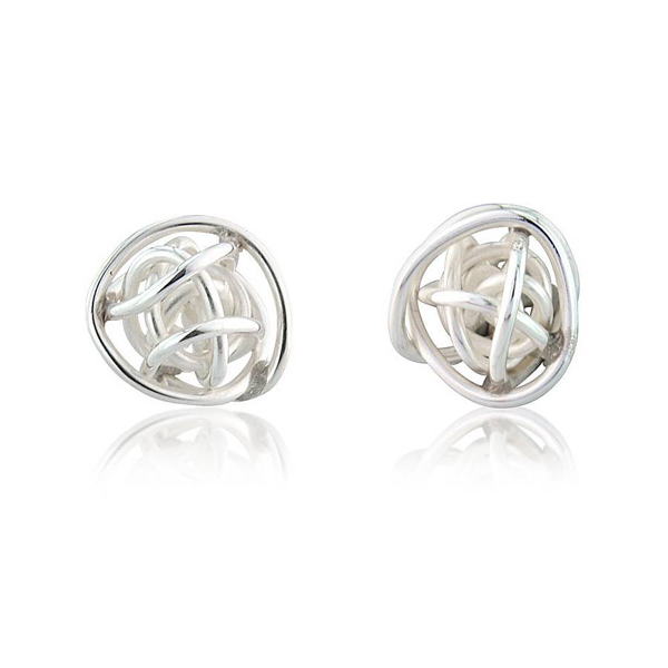 Bound Sphere Silver Stud Earrings for Women Gift